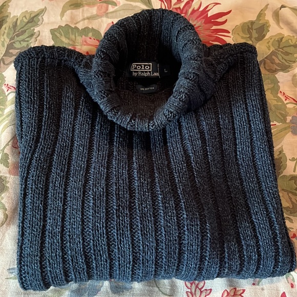 Vtg 80s RALPH LAUREN Polo Size Large Cotton Ribbed Turtleneck Timeless Cozy Soft - Picture 14 of 16